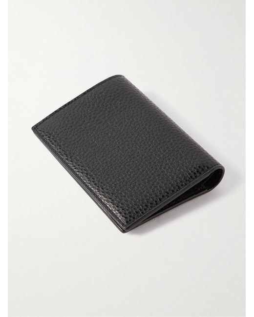 Saint Laurent Tiny Cassandre aufklappbares Portemonnaie aus vollnarbigem Leder mit Logoapplikation in Black für Herren