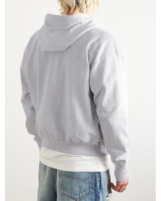 SAINT Mxxxxxx Gray Logo-print Cotton-blend Jersey Hoodie for men