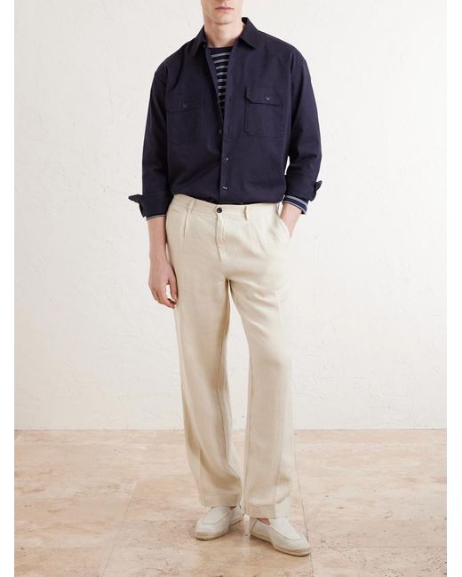 Portuguese Flannel Natural Straight-Leg Linen Trousers for men