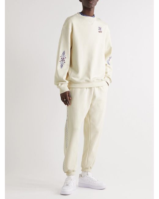 Adish Natural Logo-Embroidered Cotton-Jersey Sweatshirt for men