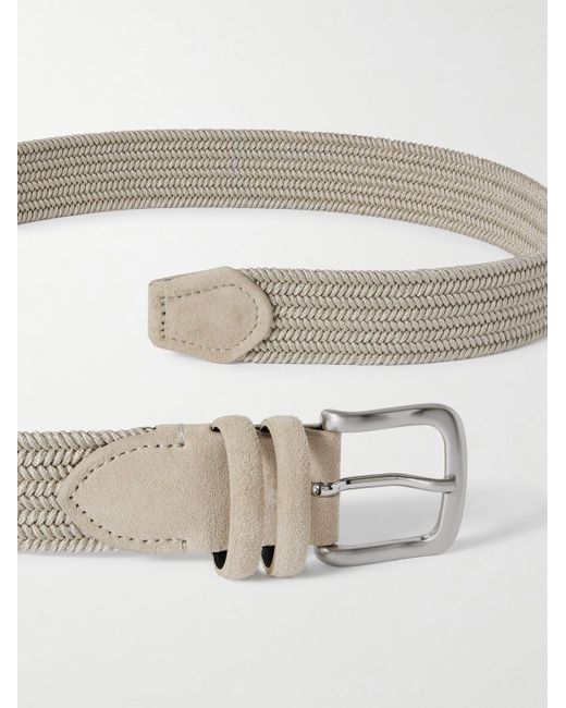 Mr P. Natural 3.5cm Suede-trimmed Woven Belt for men