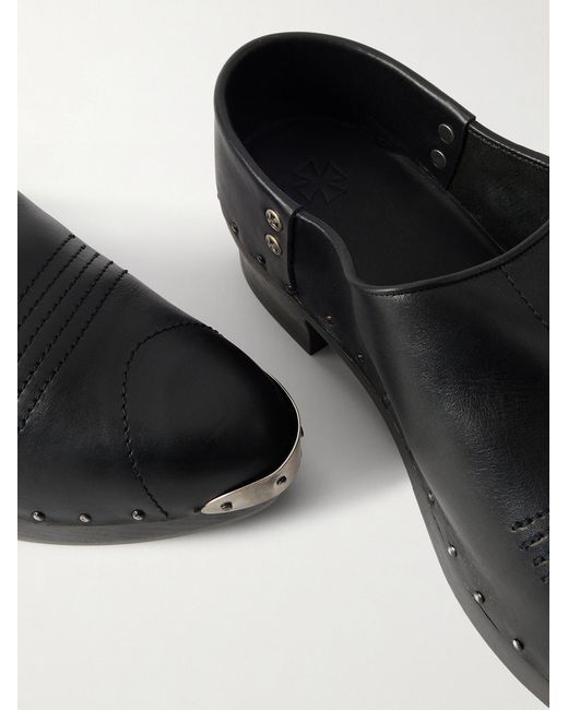 Enfants Riches Deprimes Black Studded Leather Clogs for men