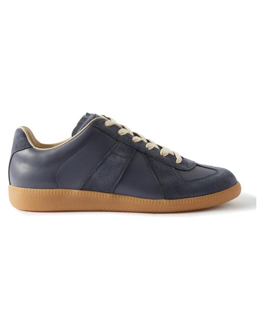 Maison Margiela Blue Replica Leather And Suede Sneakers for men