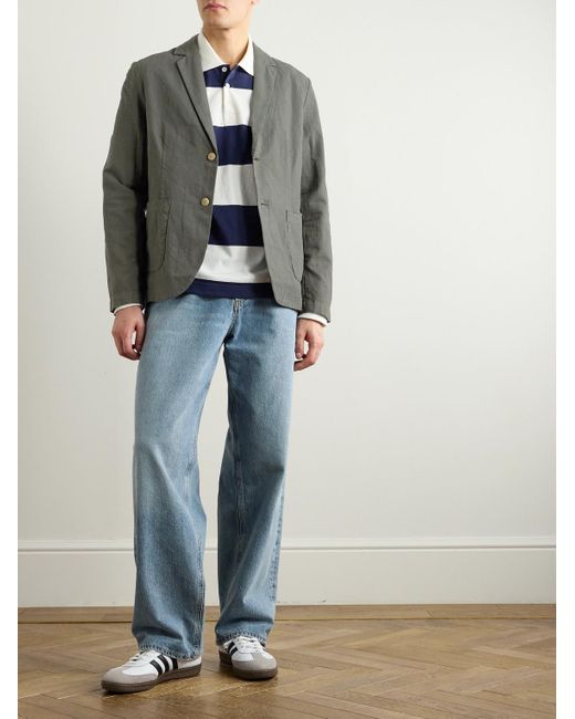 Folk Green Linen And Cotton-Blend Blazer for men