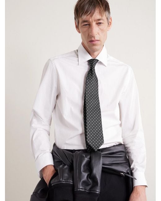 8Cm Polka-Dot Embroidered Silk Tie di Tom Ford in White da Uomo