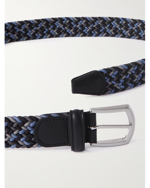 Cintura intrecciata elasticizzata con finiture in pelle di Andersons in Blue da Uomo