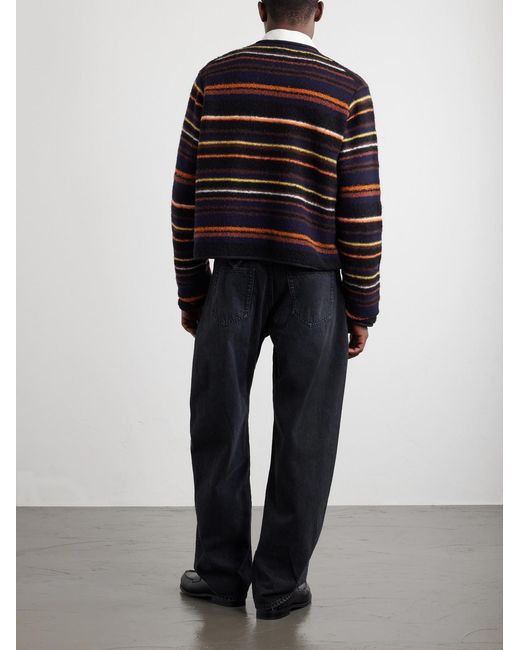 Sacai Black Striped Wool-Blend Sweater for men