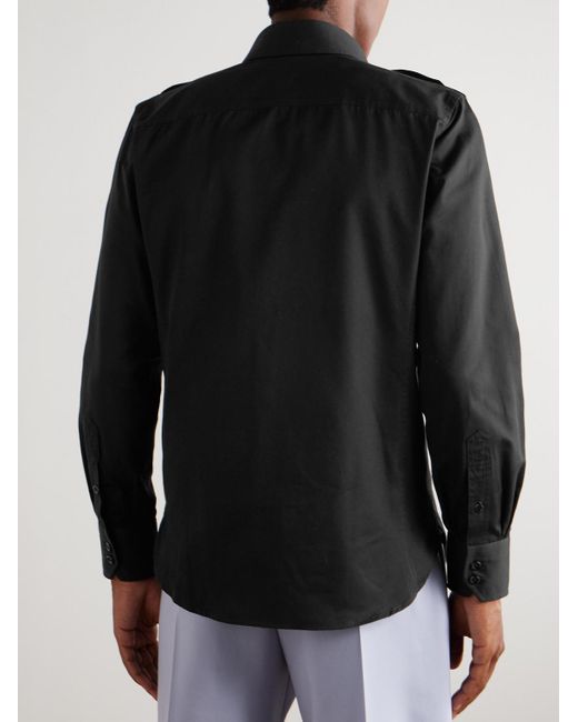 Tom Ford Black Cotton And Silk-Blend Twill Shirt for men