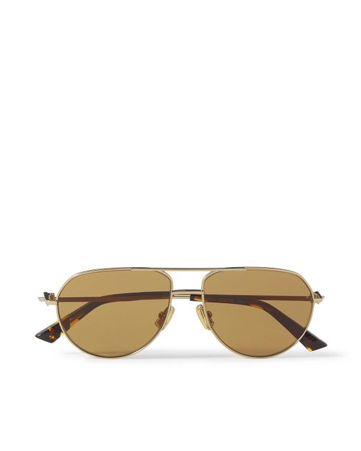 Bottega Veneta Metallic Aviator-style Gold-tone And Acetate Sunglasses for men