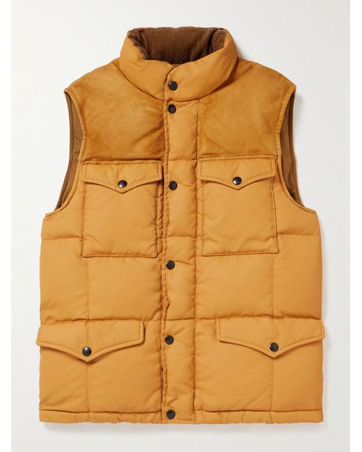 RRL Yellow Jacobson Suede-trimmed Nylon Gilet for men