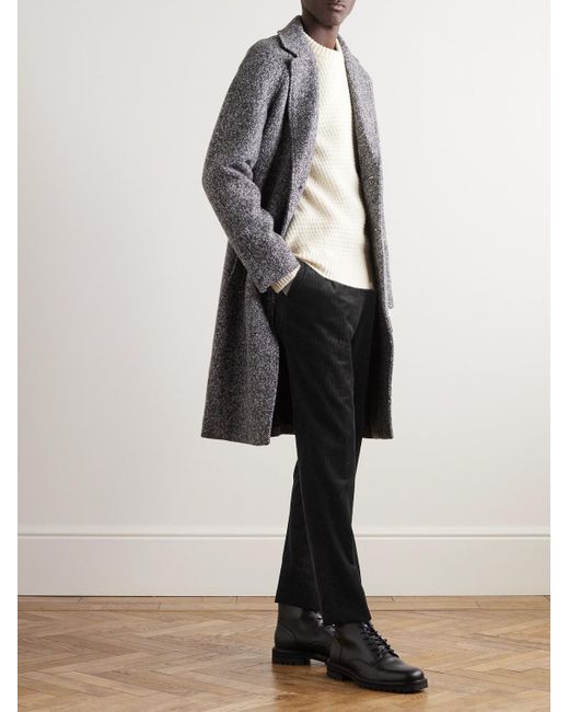 Mr P. Black Tapered Pleated Cotton And Cashmere-Blend Corduroy Trousers for men
