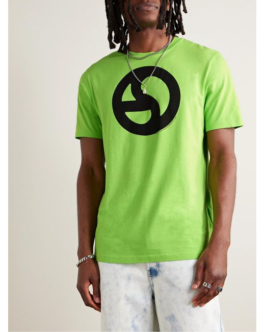 Acne Green Everest Logo-print Neon Cotton And Lyocell-blend Jersey T-shirt for men