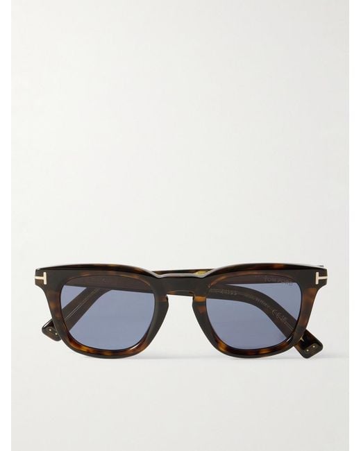 Tom Ford Black Round-frame Tortoiseshell Acetate Sunglasses for men