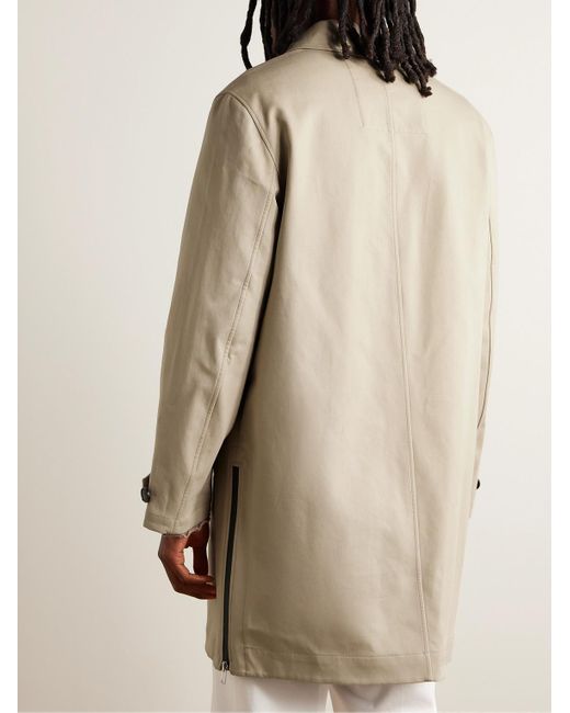 Cappotto reversibile in twill di cotone con finiture in pelle di Yves Salomon in Natural da Uomo