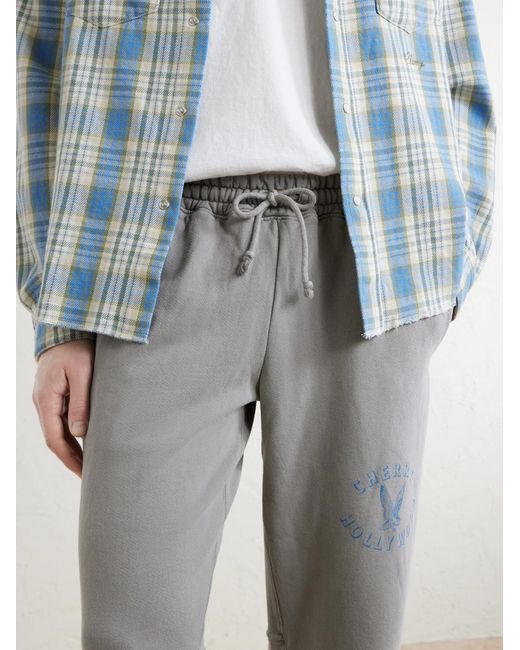 CHERRY LA Gray Wide-Leg Cotton-Fleece Sweatpants for men