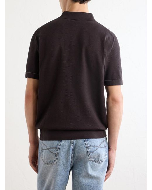Brioni Black Cotton-Piqué Polo Shirt for men
