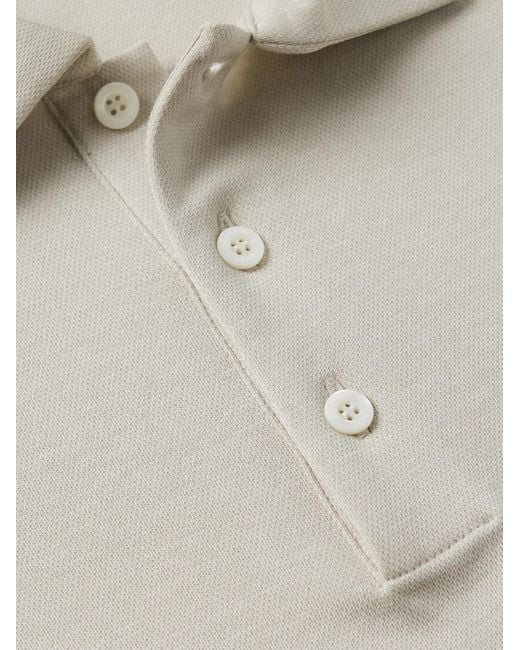 Canali White Slim-fit Cotton And Lyocell-blend Piqué Polo Shirt for men