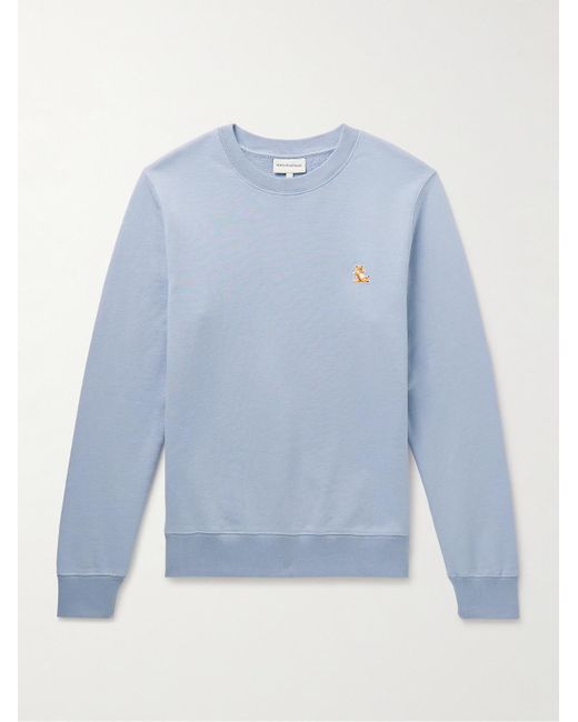 Maison Kitsuné Blue Chillax Fox Slim-fit Logo-appliquéd Cotton-jersey Sweatshirt for men