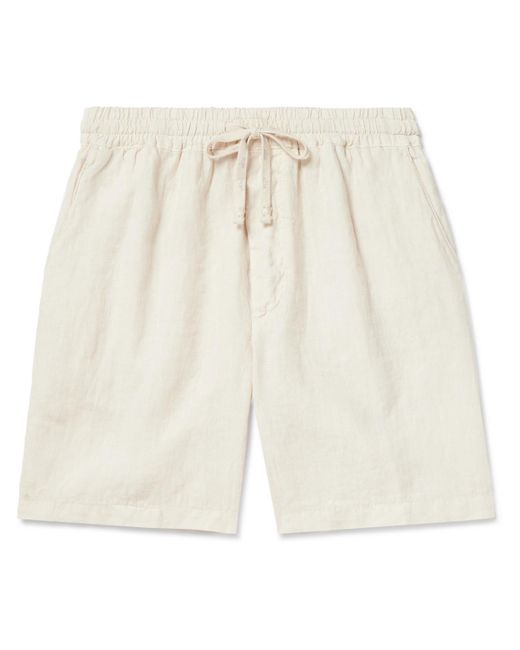 Altea White Samuel Straight-leg Linen Drawstring Shorts for men