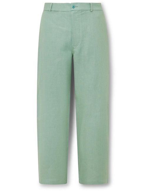 De Bonne Facture Green Balloon Barrel-leg Linen Trousers for men