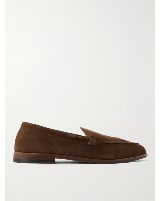 Drake's Brown Henri Summer Suede Loafers for men