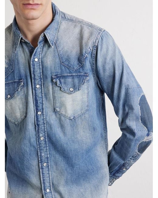 RRL Blue Addington Denim Shirt for men