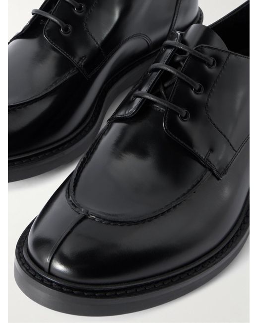 Saint Laurent Black Lino Leather Derby Shoes for men