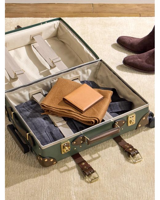 Globe-Trotter Green Centenary Leather-trimmed Carry-on Suitcase for men