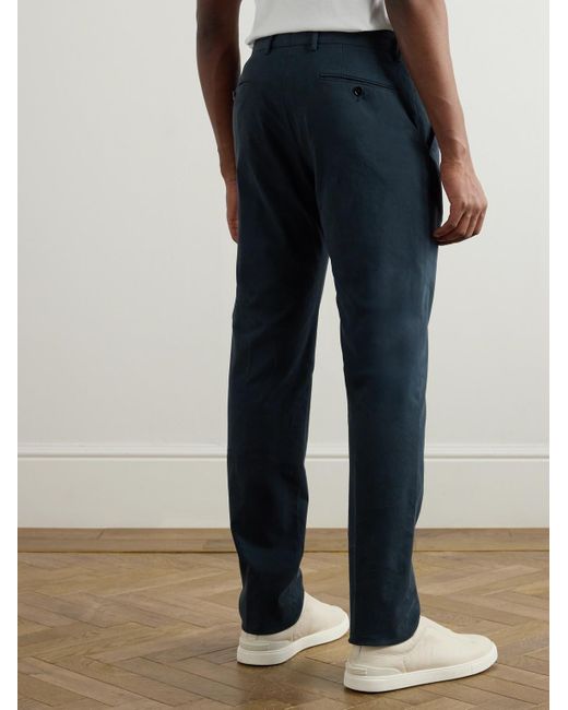 Zegna Blue Easy Straight-Leg Garment-Dyed Cotton-Blend Chinos for men