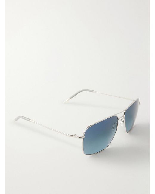Oliver Peoples Blue Clifton 58 Aviator-style Silver-tone Sunglasses for men
