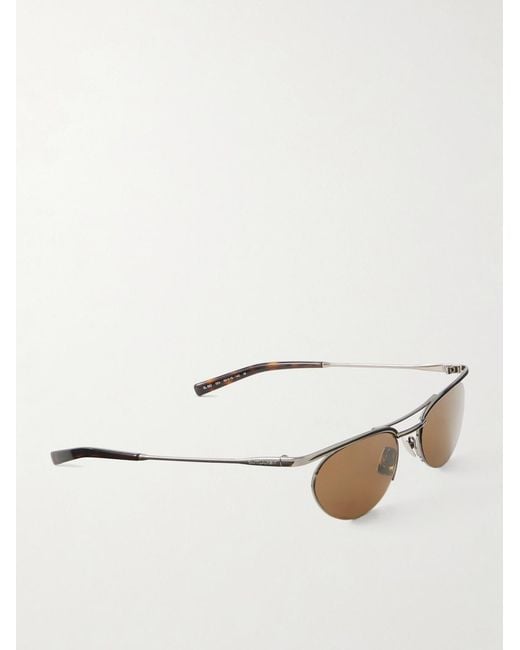 Saint Laurent Natural Round-frame Silver-tone Sunglasses for men
