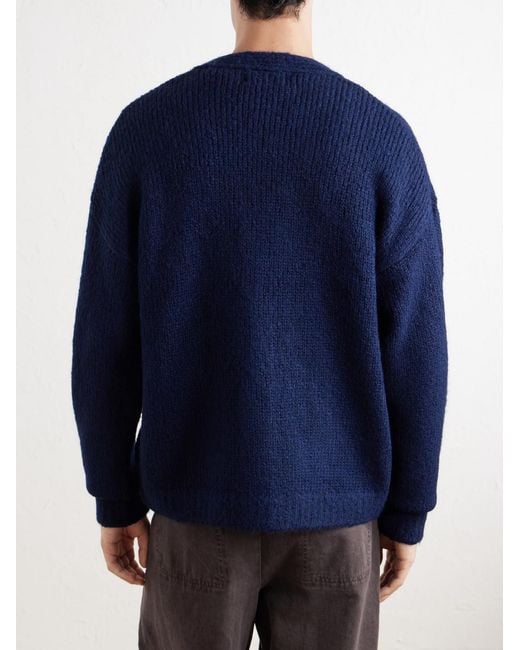 Folk Blue Knitted Cardigan for men