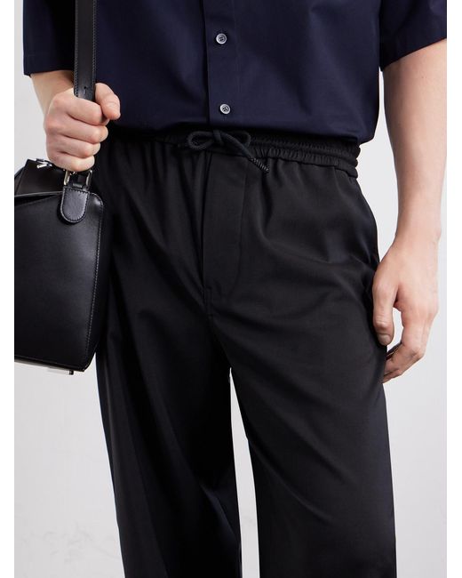Loewe Blue Straight-Leg Wool Drawstring Trousers for men