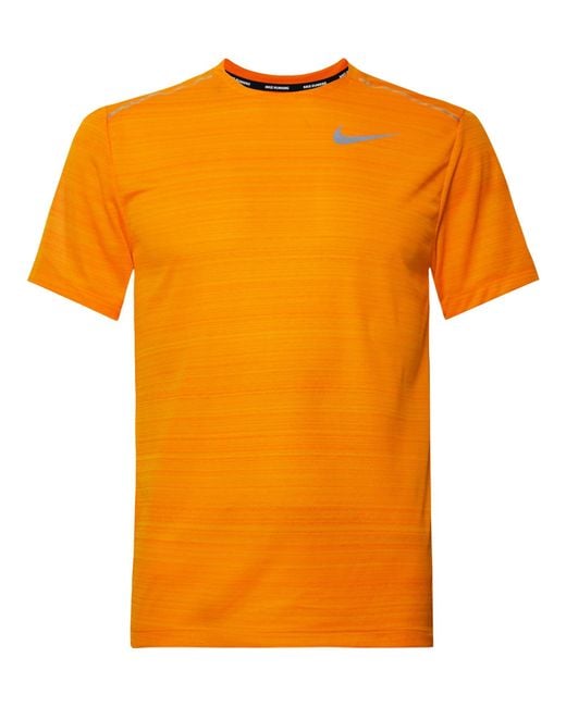 Nike Orange Miler Breathe Dri-fit Mesh T-shirt for men