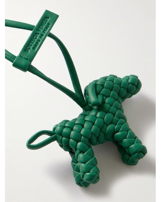 Bottega Veneta Green Logo-Debossed Intrecciato Leather Bag Charm for men
