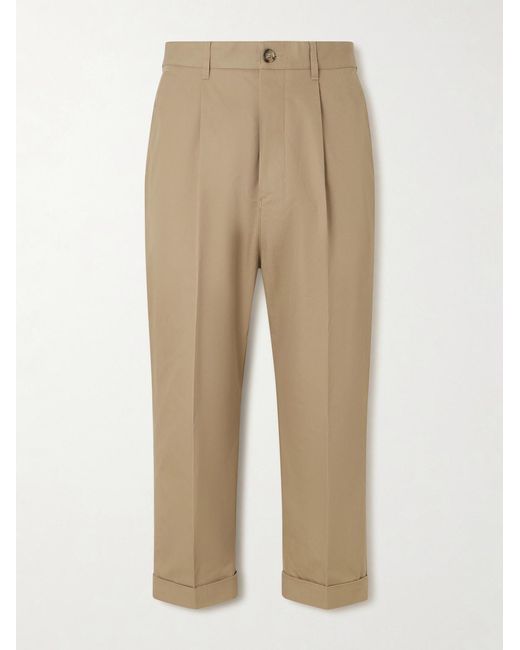AMI Natural Carrot Tapered Pleated Cotton-Gabardine Trousers for men