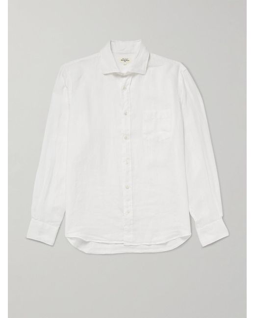 Hartford White Paul Pat Linen Shirt for men