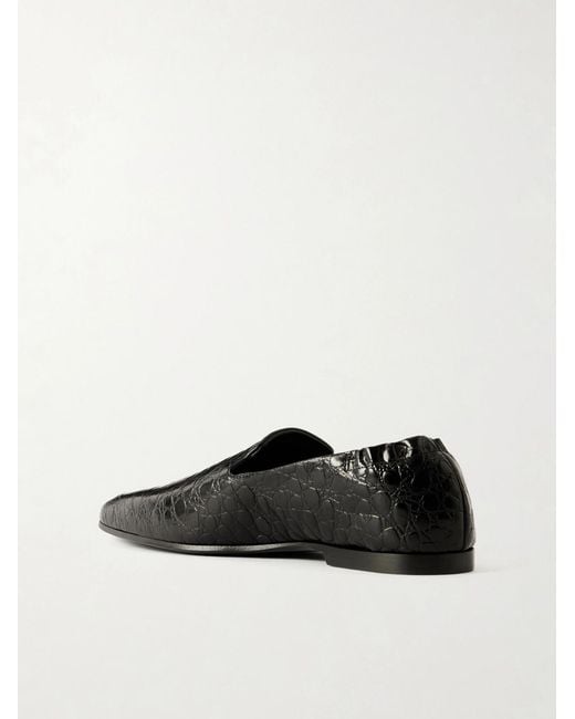 Totême Black Soft Croc-Effect Leather Loafers for men