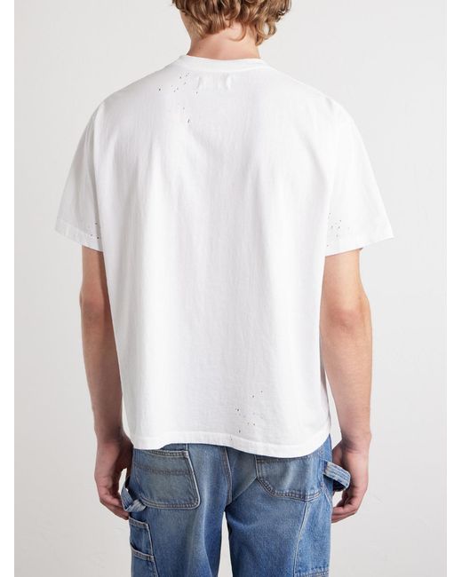 CHERRY LA White Logo-Print Paint-Splattered Cotton-Jersey T-Shirt for men