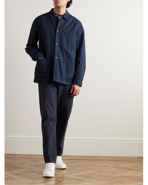 Sunspel Blue Cotton And Linen-blend Twill Shirt Jacket for men