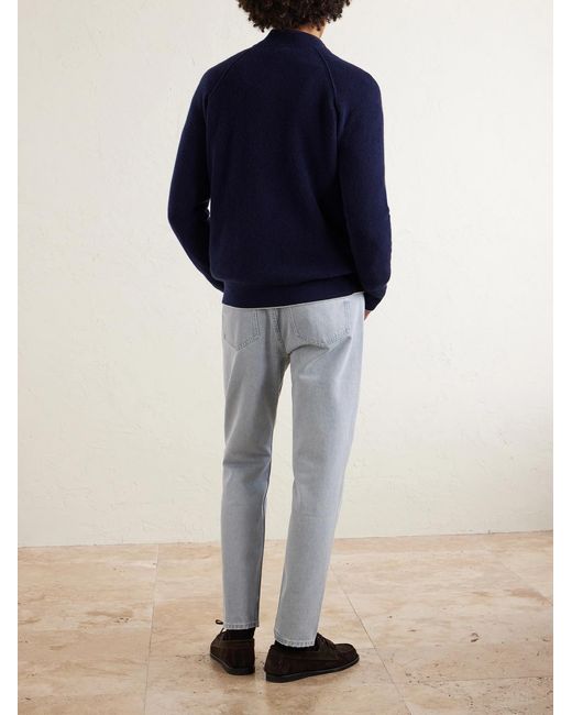 Eleventy Blue Cashmere Zip-up Sweater for men
