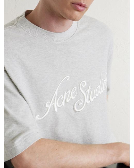 Acne White Logo-Embroidered Cotton-Piqué T-Shirt for men