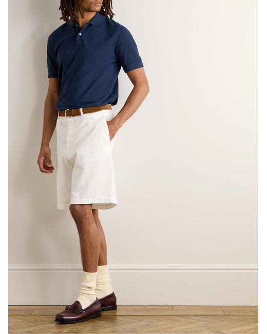 Drake's Blue Cotton-Piqué Polo Shirt for men