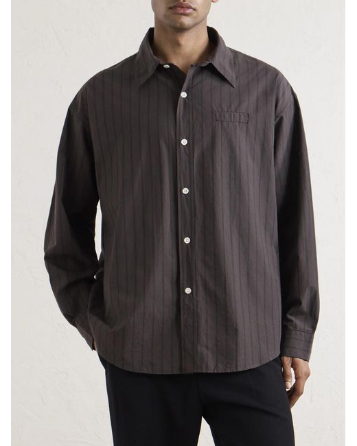 mfpen Brown Essay Pinstriped Cotton Shirt for men
