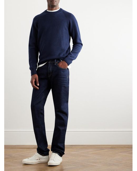 Tom Ford Blue Logo-embroidered Cashmere Sweater for men