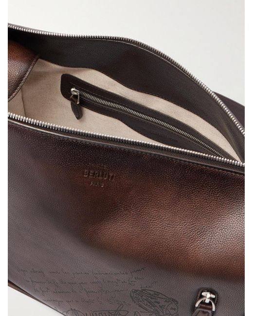Berluti Brown Périple Scritto Full-Grain Venezia Leather Messenger Bag for men