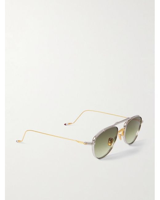 Jacques Marie Mage Flynn silber- und goldfarbene Pilotensonnenbrille in Green für Herren