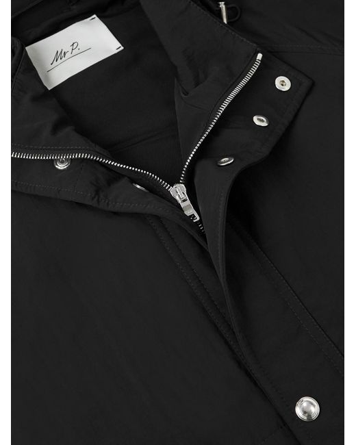 Mr P. Black Recycled-Shell Hooded Jacket for men