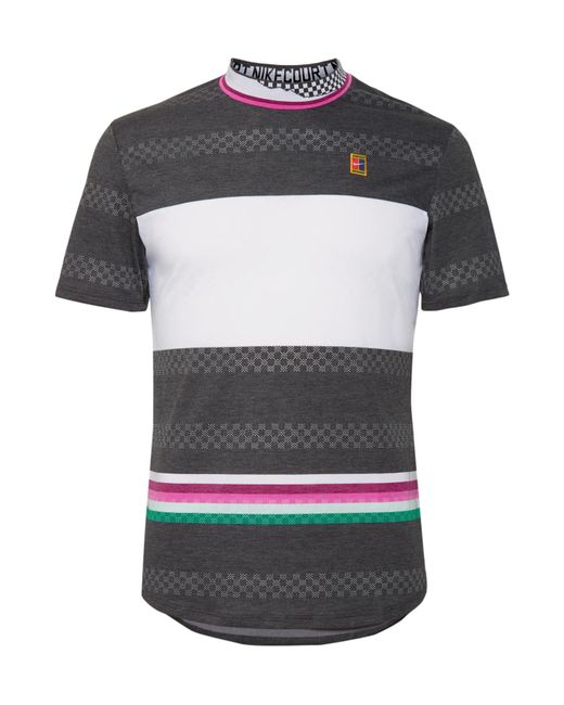 Nike Nikecourt Challenger Slim-fit Striped Dri-fit Tennis T-shirt in Gray  for Men | Lyst