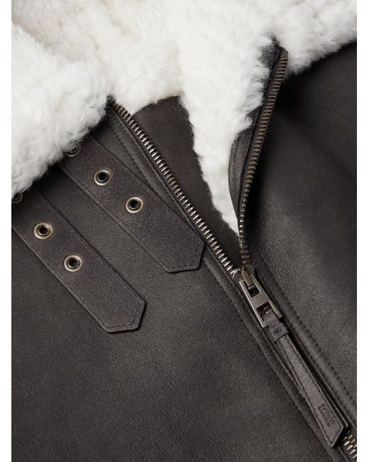 Loewe Black Oversized Shearling-lined Leather Jacket for men